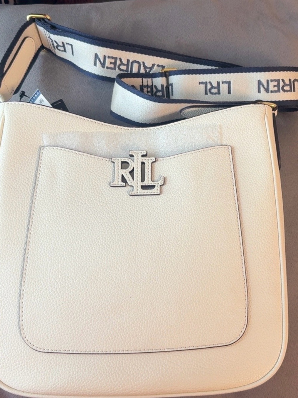 Polo by Ralph Lauren Cream Crossbody with Branded Canvas Strap